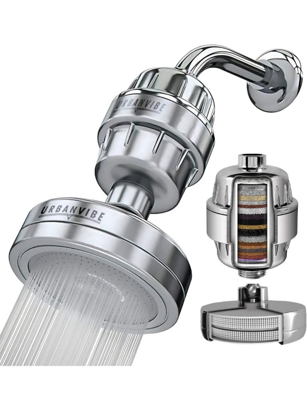Luxury 20-Stage Filtered Shower Head Set for Hard Water - Removes Chlorine